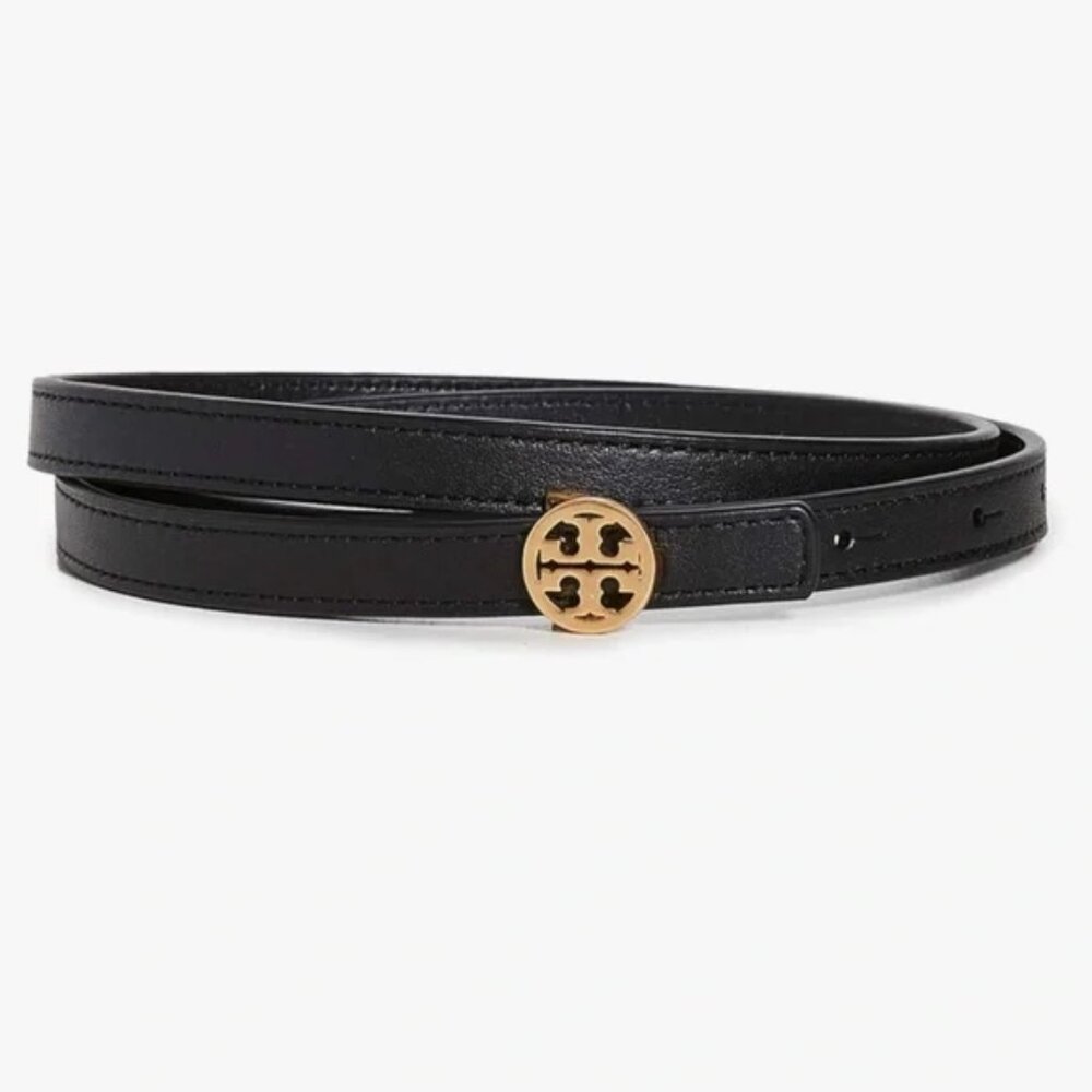 TORY BURCH WOMEN'S BELT STYLE #50005725 COLOR BLACK/001 WITH SKINNY LEATHER LOGO